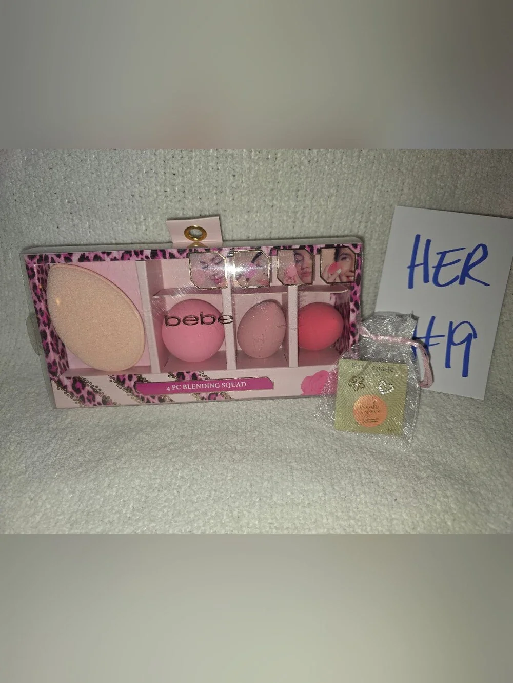 Kate Spade Earrings And bebe Pink 4-Piece Makeup Sponge Set